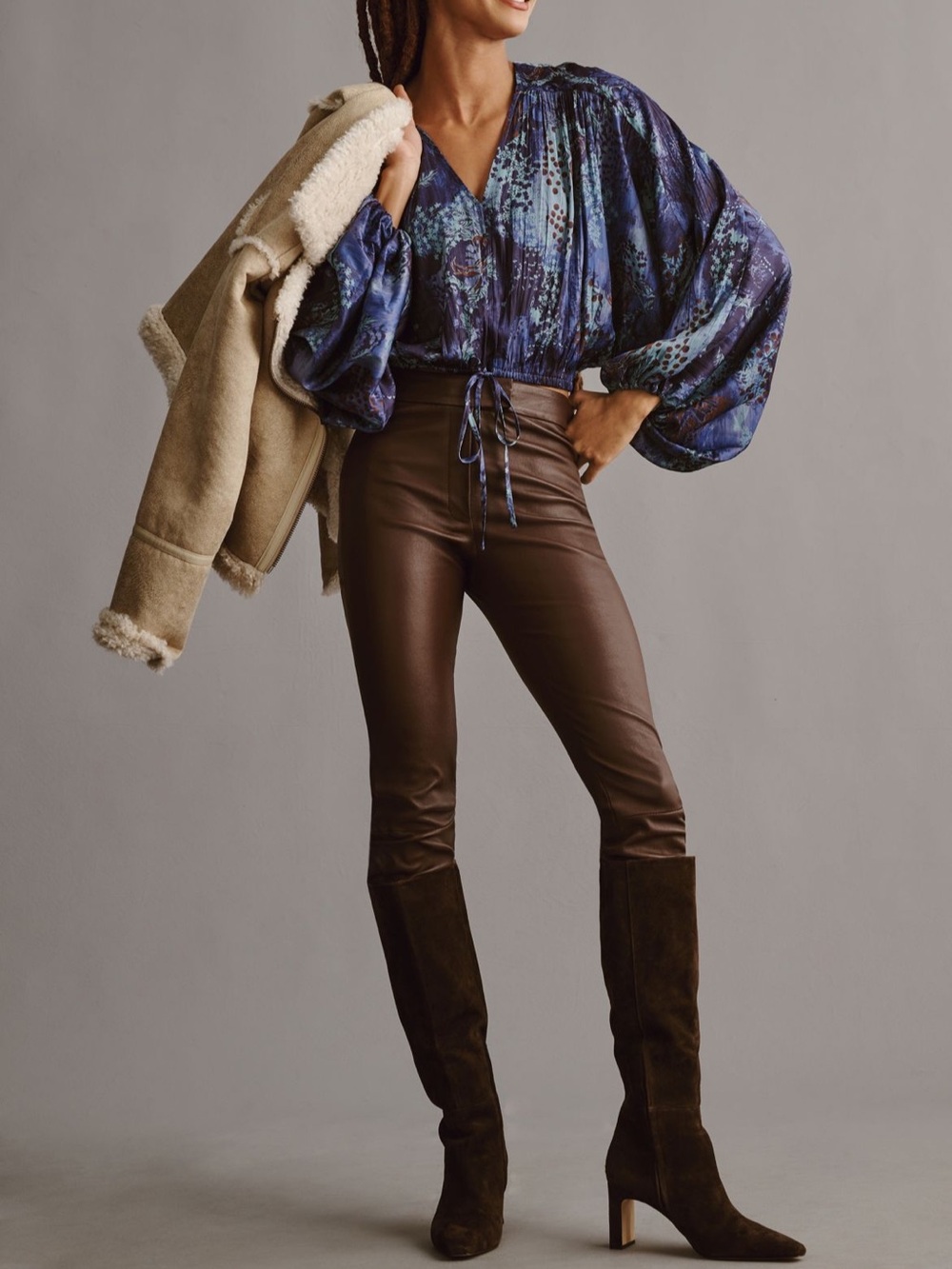 Anthropologie Floral Batwing V-Neck Women's Top - Picture 2 of 3